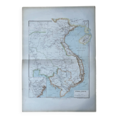 Map of French Indochina - Niox Atlas - 37 x 53.5 cm