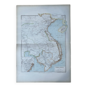 Carte de l’Indochine française - Atlas Niox - 37 x 53,5 cm