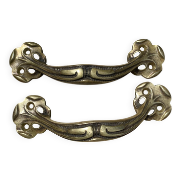 Paire de poignées anciennes Art nouveau en laiton