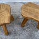 Paire de tabourets tripodes brutalisâtes vintage 1970