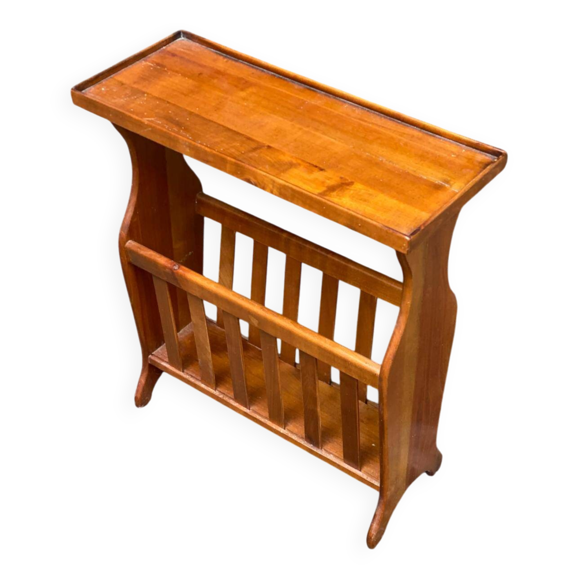 Magazine rack document holder in solid light oak satin wood
