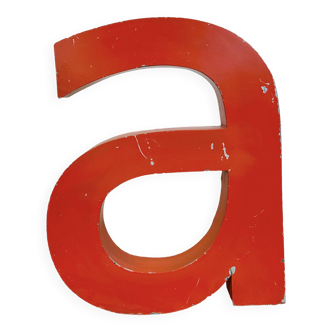 Vintage red iron facade letter a, 1970s