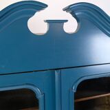 Antique Display Cabinet Painted Blue From 1920s
