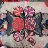 Tapis Hooked antique américain – 63 x 107 cm – Motif floral - 1C986