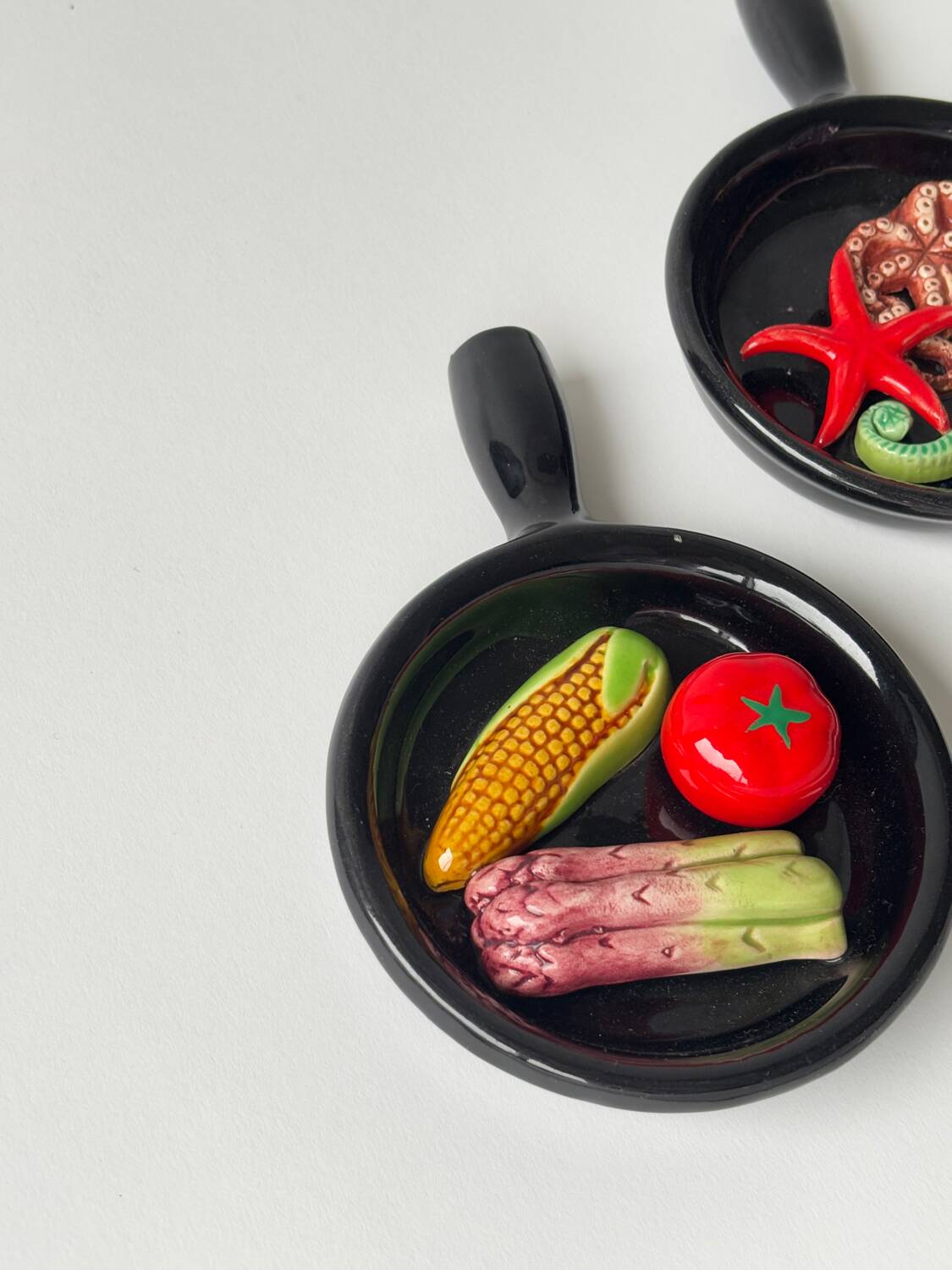 1960s ceramic trompe l'oeil plates