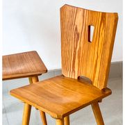 Vintage brutalist pine chairs