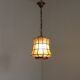 French Vintage Capiz Shell Hanging Pendant Light in Brass Metal and Copper