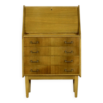 Midcentury Bureau Desk Cabinet In Teak Vintage Modern Danish Style