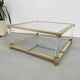 Table basse lucite, laiton et verre années 70