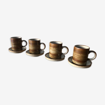 Suite of 4 coffee cups made of vintage sandstone