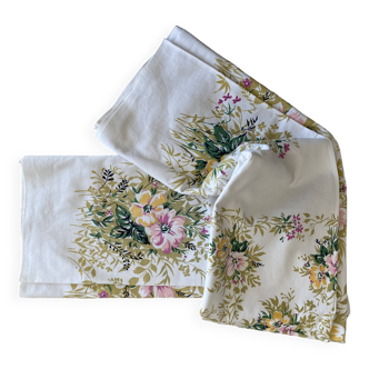 70's floral print damask tablecloth - cotton - 140x140 cm