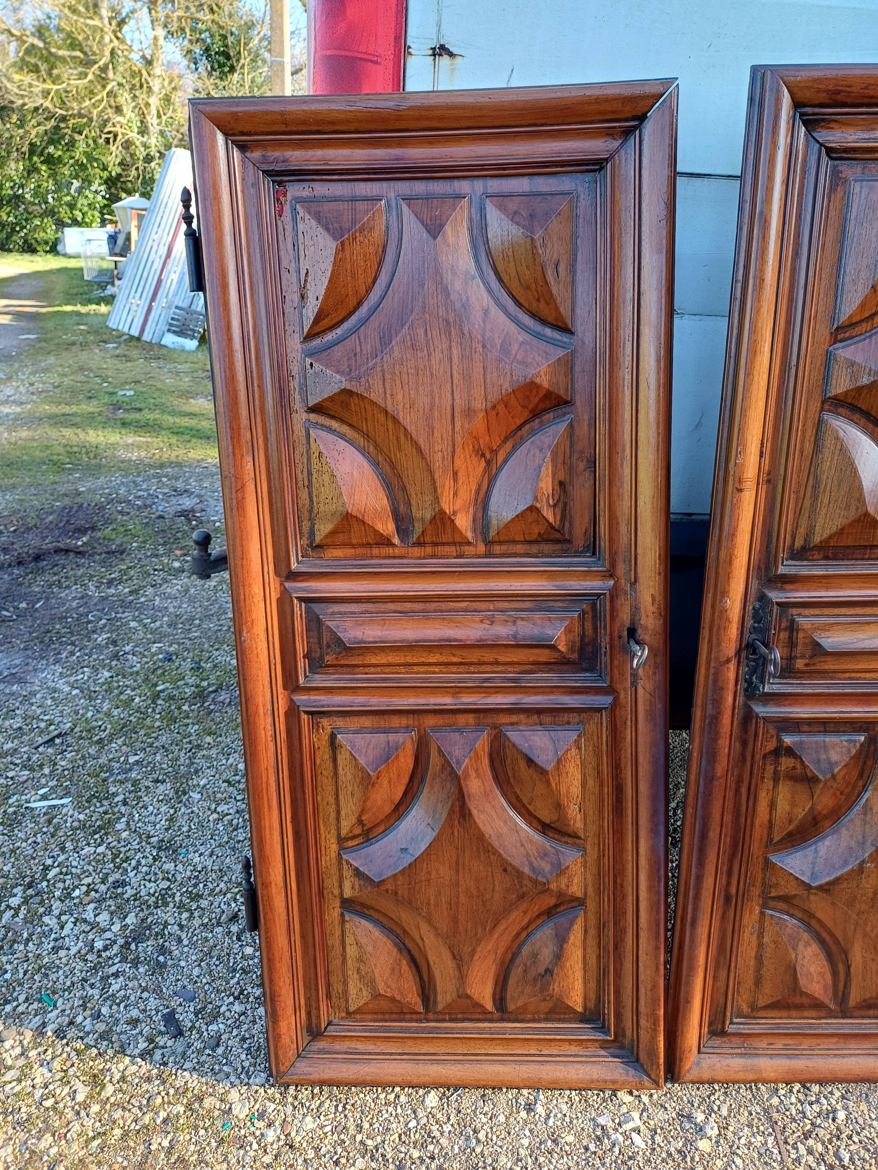 2 pairs of 19th century walnut doors