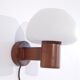 Vintage Danish wall lamp in teak and opaline 1960