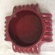 Ashtray red enamelled ceramics in geometric design and the 1950s vintage