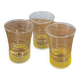 Trio de petits verres granité jaune et liserés dorés