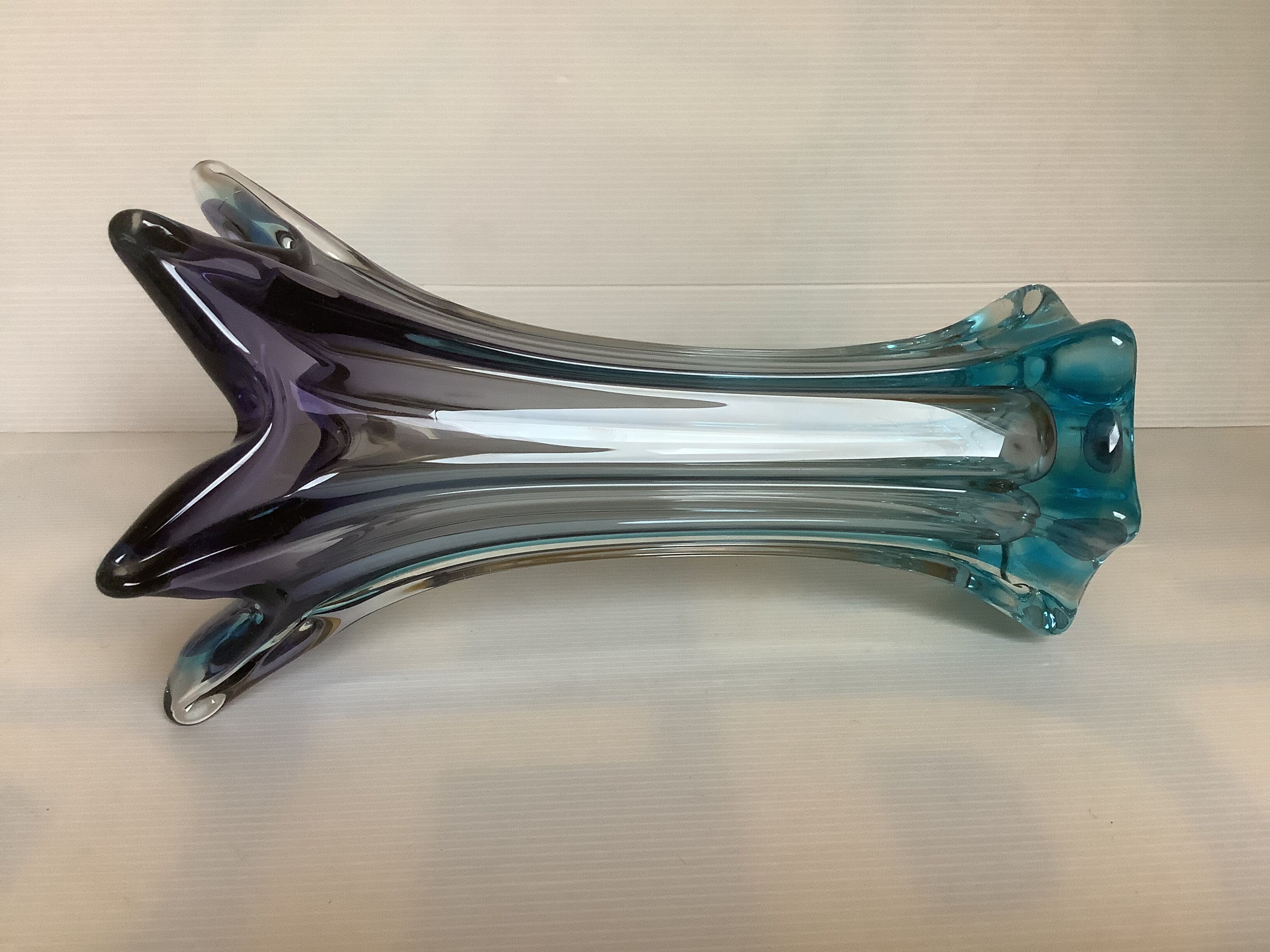 Vase flower star glass Murano bicolor