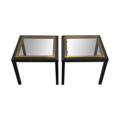 Paire de tables d'appoint noires et dorées