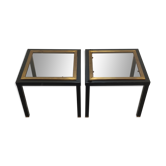 Paire de tables d'appoint noires et dorées