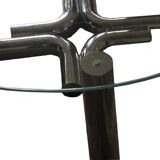 Table basse en acier tubulaire et verre, années 60