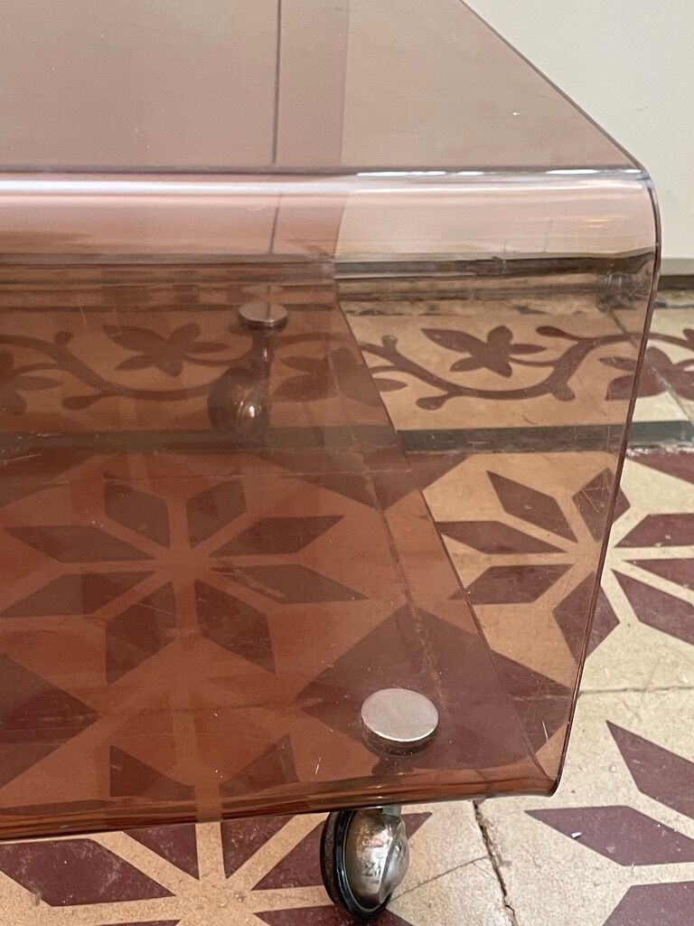 smoked plexi coffee table