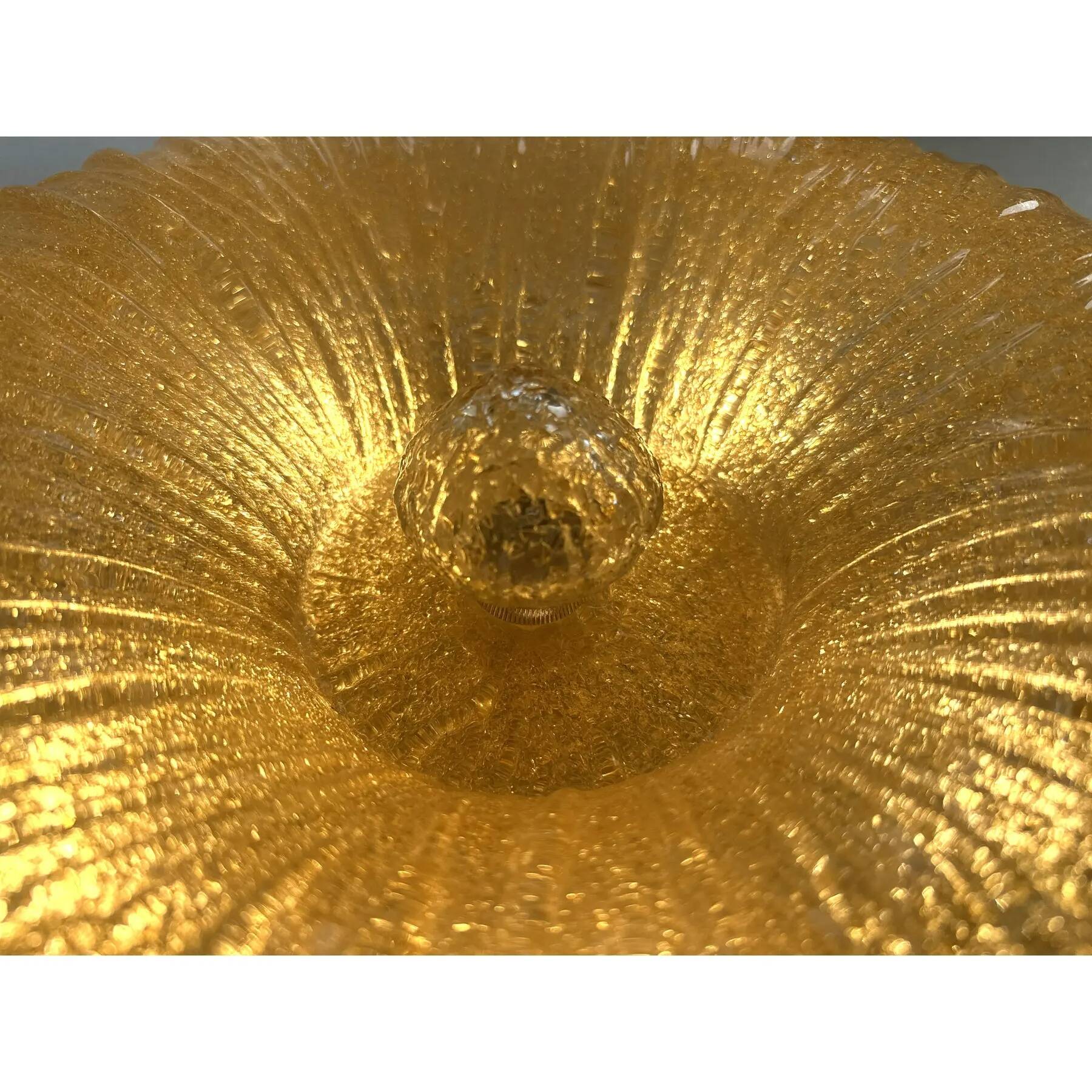 Murano glass ceiling light "Budino" in vintage Venetian amber graniglia