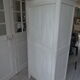 Vintage Parisian wardrobe, 1 door, pearl grey waxed finish.