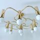 Large Space Age gilded ceiling light from Leola