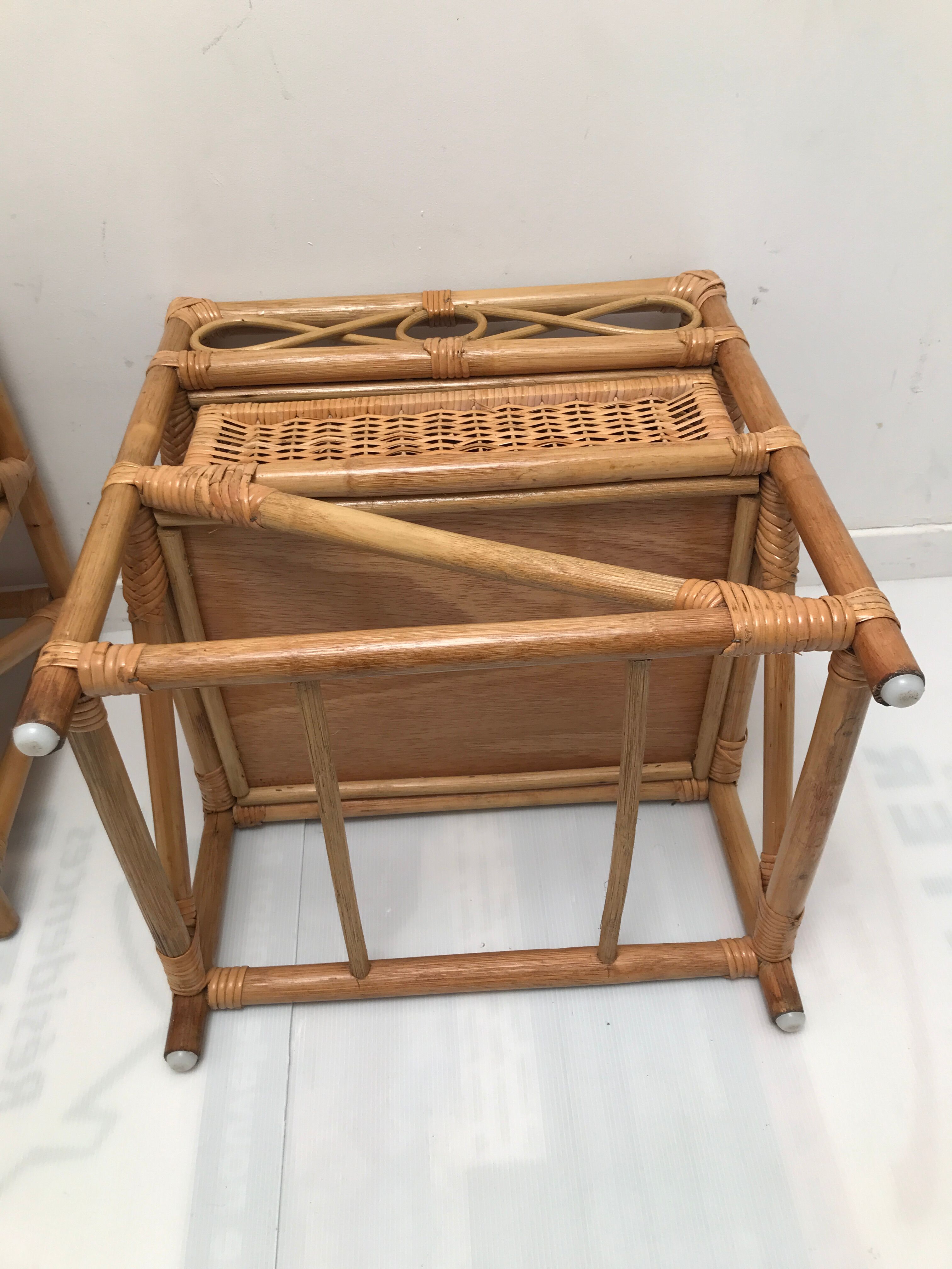 Vintage bamboo and rattan bedsides