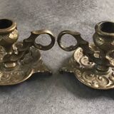 Pair of vintage brass table candlesticks