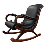 Vintage black leather rocking chair
