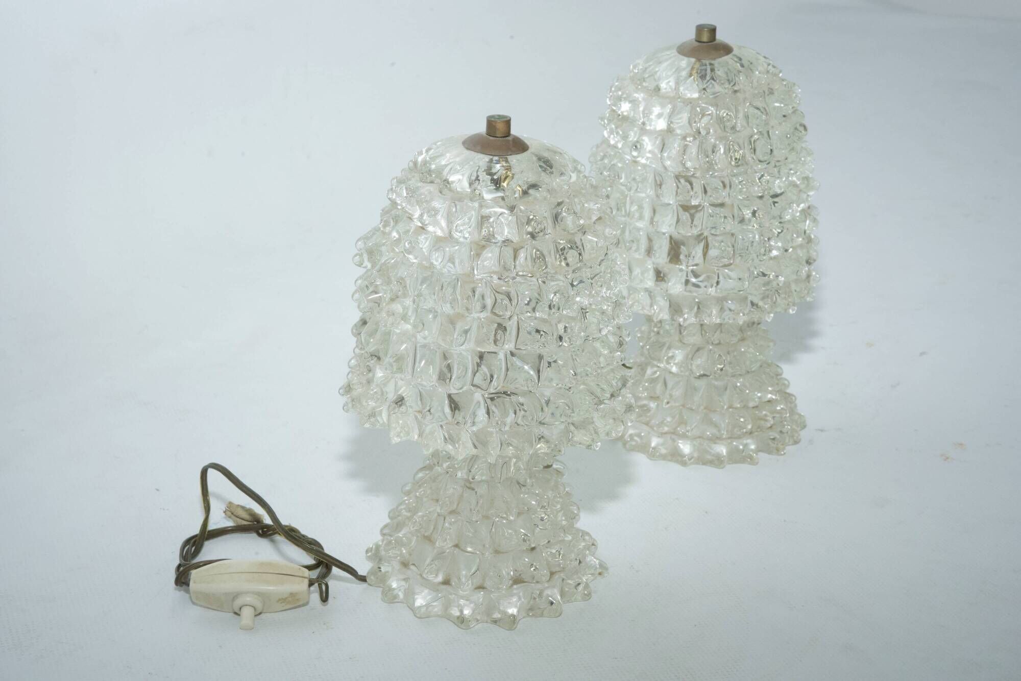 Rare Pair of Ercole Barovier Rostrato table lamps. Italy 1940s