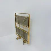 Mid-century modern folding bar cart in brass and ribbed acrylic glass, 1970s
