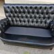 Black leather sofa 2 padded seats