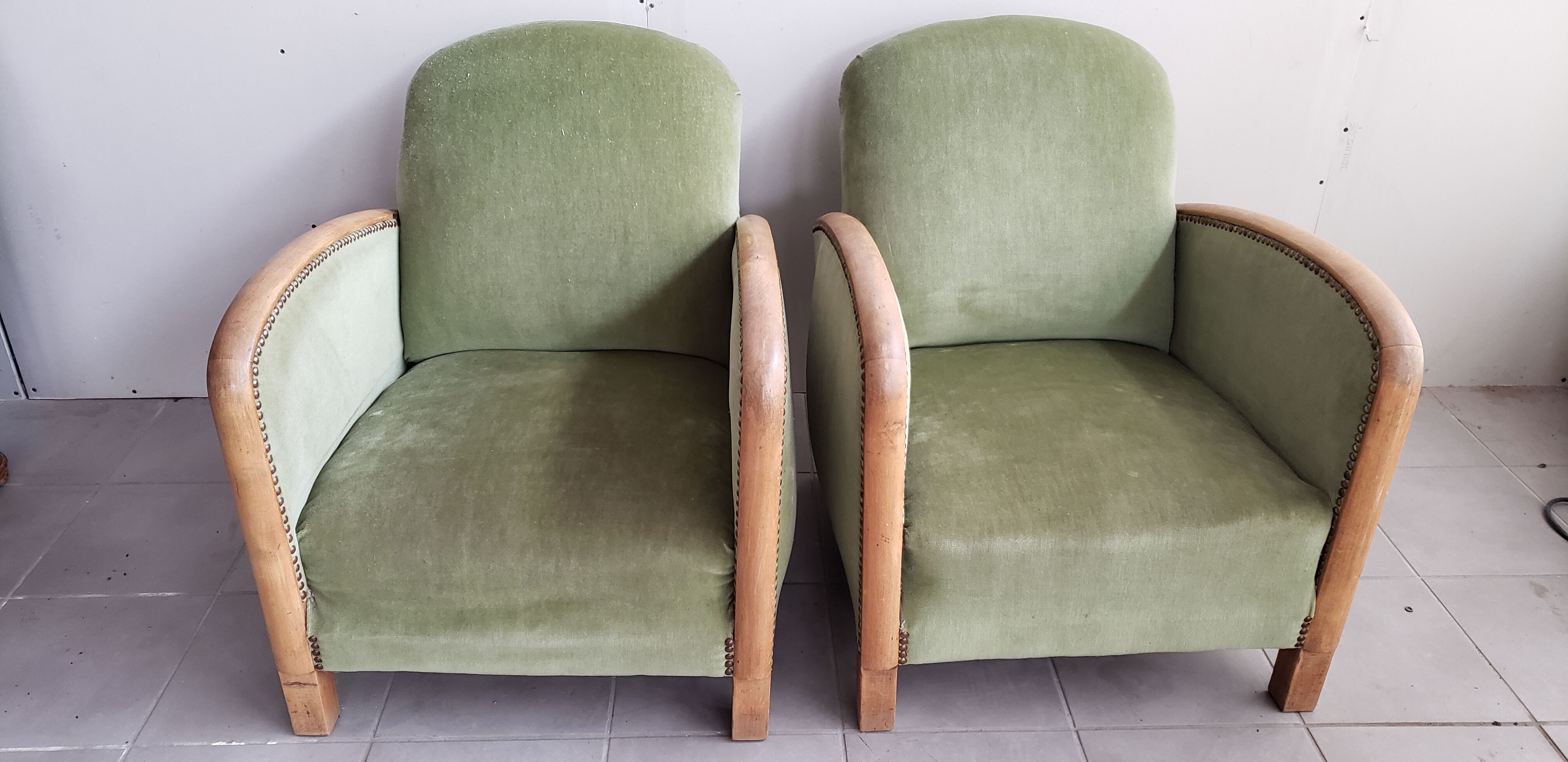 Pair of club art deco armchairs