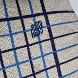 Vintage table set, damask tablecloth and 8 embroidered napkins with blue and white patterns