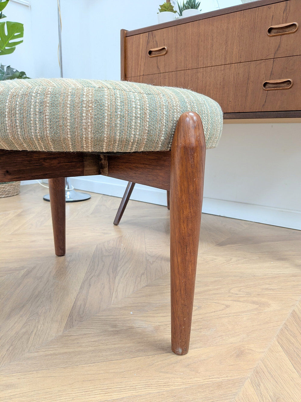 Stool - vintage teak pouf from the 1960s