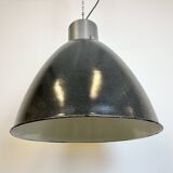 Large Dark Grey Enamel Industrial Factory Lamp from Elektrosvit, 1960s