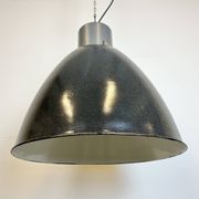 Large Dark Grey Enamel Industrial Factory Lamp from Elektrosvit, 1960s