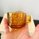 Set of two vintage cups and saucers 70s amber glass flowers