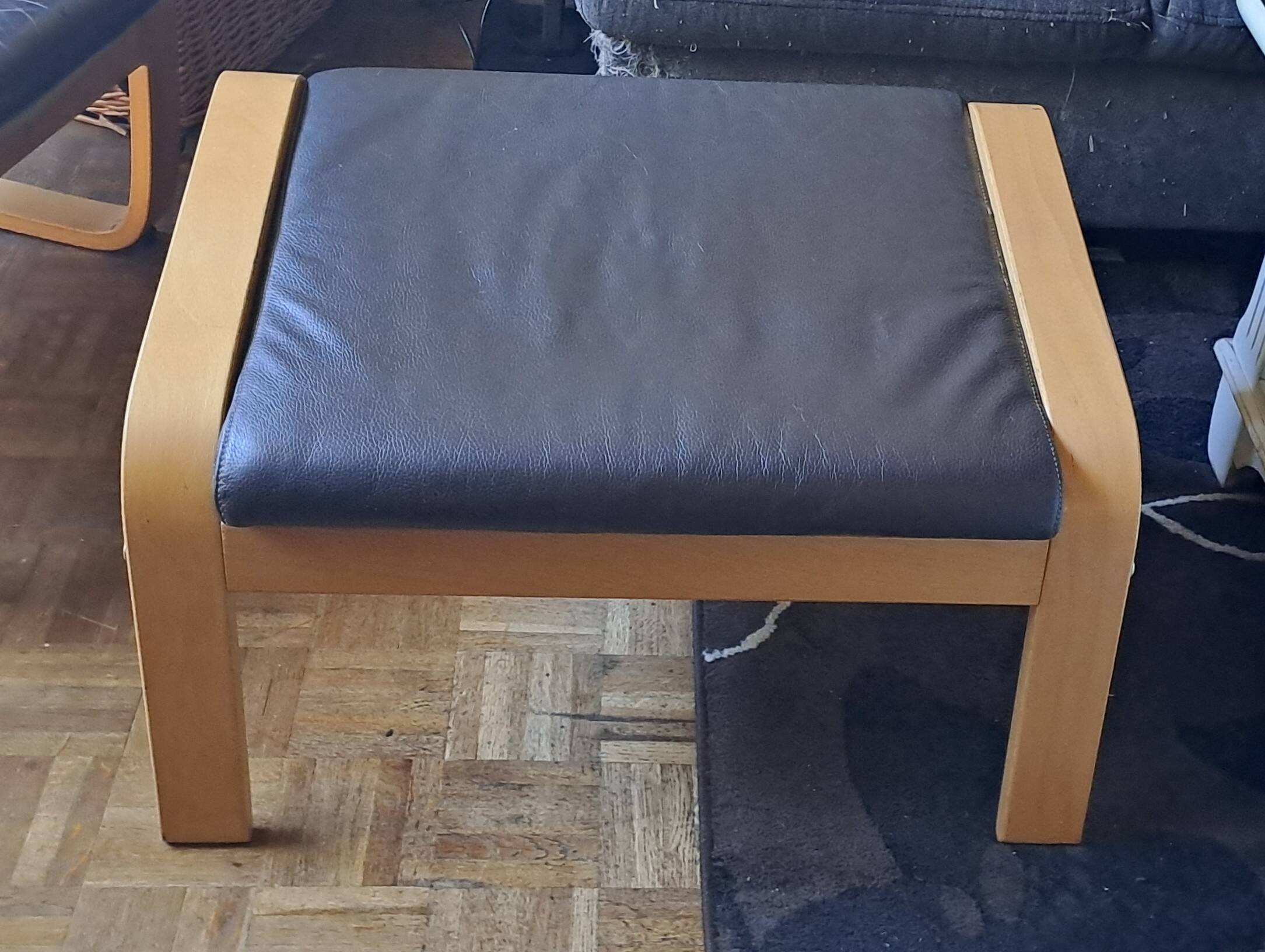 Ikea leather footstool pouf 2000s france scandinavian style knisa model color