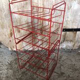 Old Orange Metal Wire Bottle Rack Shelf 15 Slots Vintage #A636