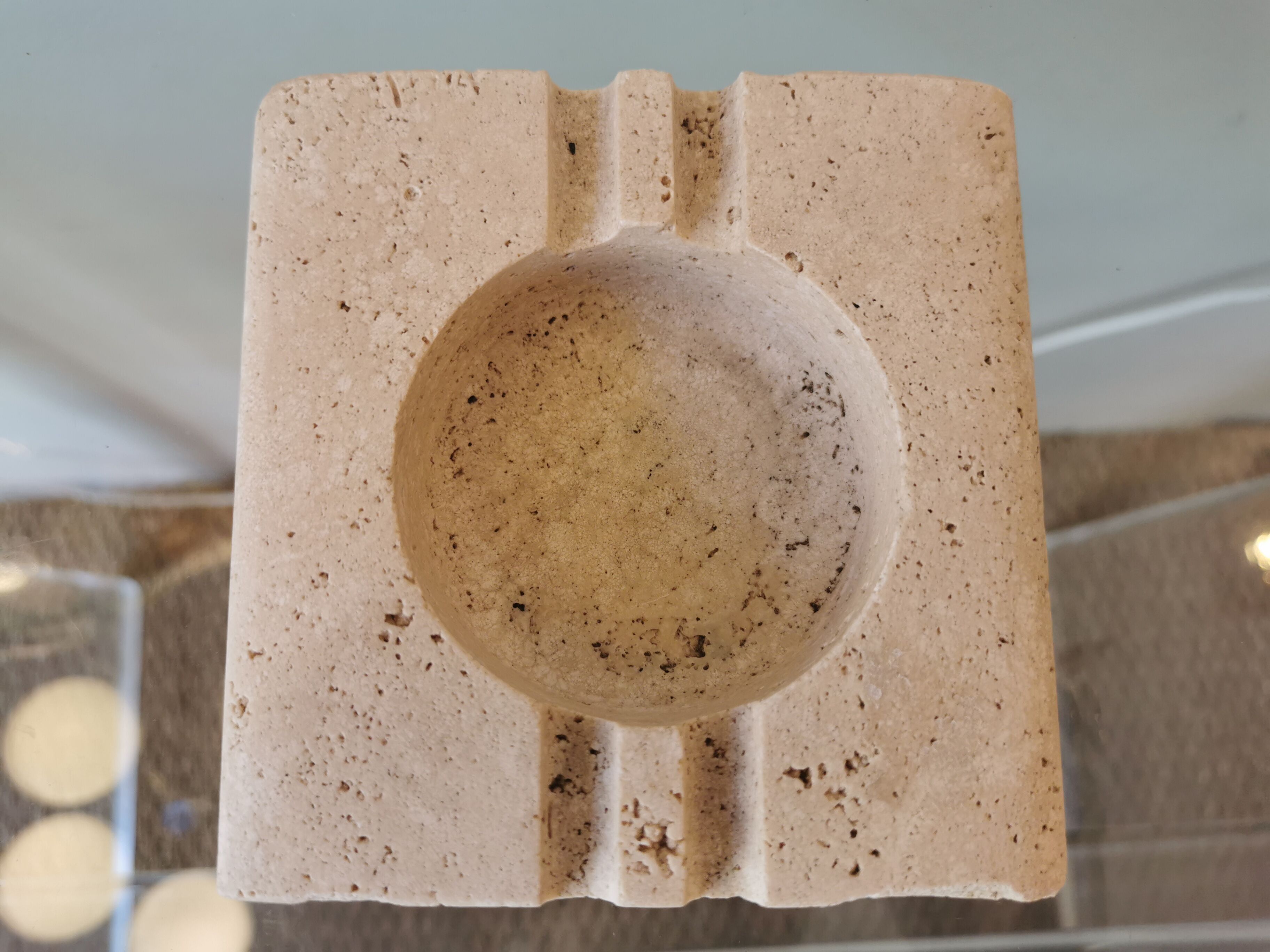 Large vintage travertine ashtray by Fratelli Mannelli 1970