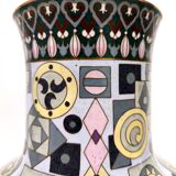 Postmodern Colorful Chinese Jingfa Cloisonné Vase with Brass Base
