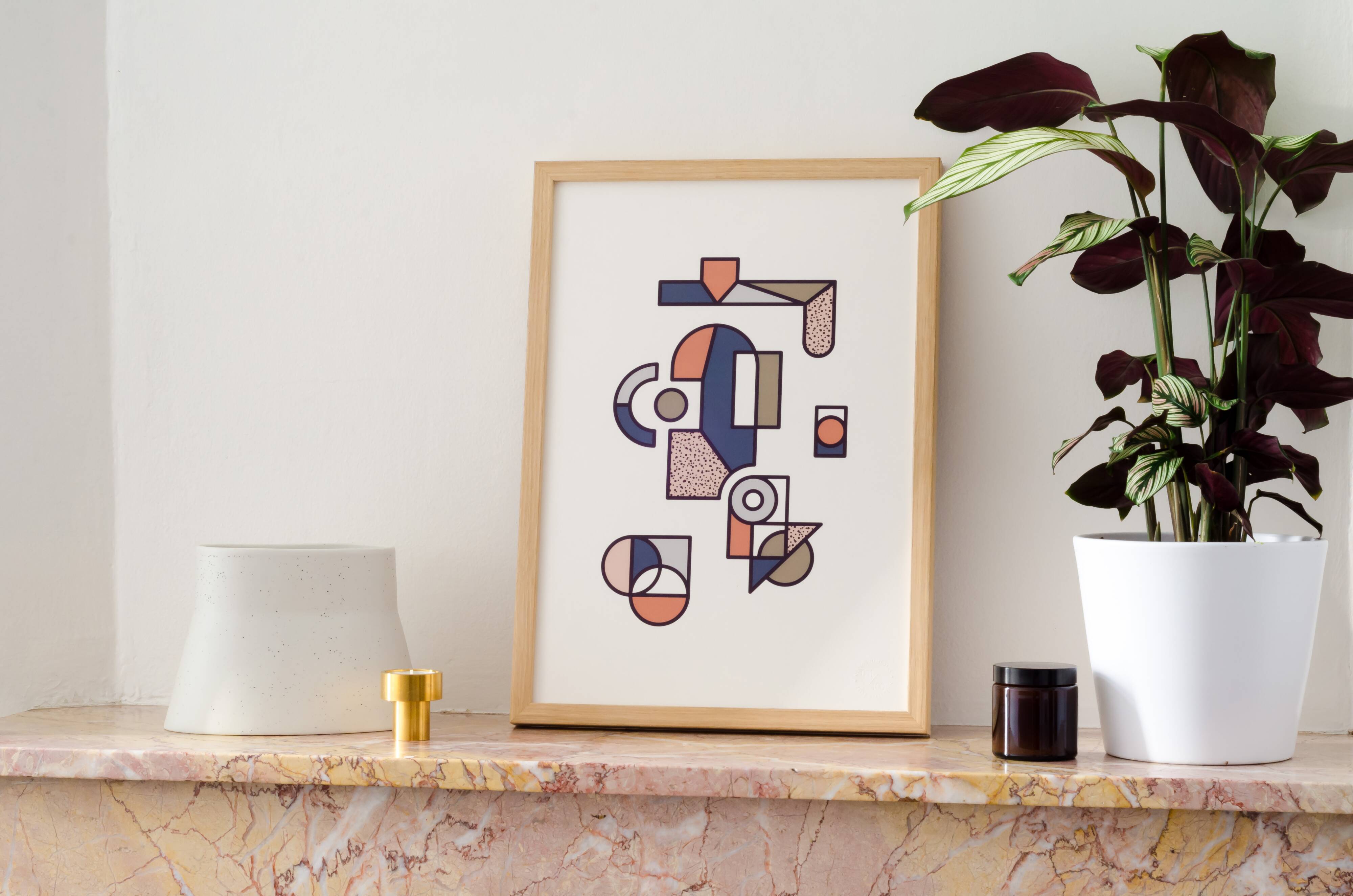 Illustration - Affiche A3 abstraite géométrique graphique colorée numérotée #004