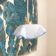 Suspension lamp in white and blue Clichy glass