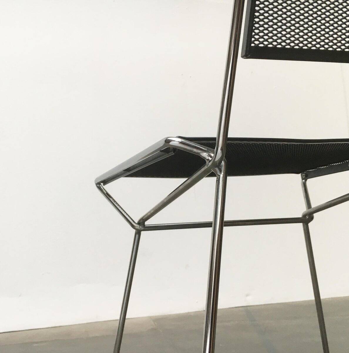 Postmodern vintage metal side chair by Rolf Rahmlow, 1980s