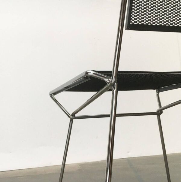 Chaise latérale en métal postmoderne vintage par Rolf Rahmlow, années 1980