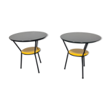 Pair of vintage glass topped side tables