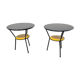 Pair of vintage glass topped side tables