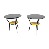 Pair of vintage glass topped side tables